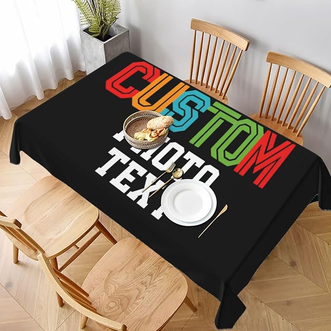 Custom Rectangle Table Cloth, Add Your Own Photo Logo Text, Personalized - Image 2