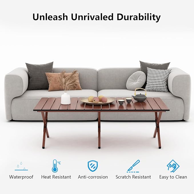 Folding Camping Table, 48Inch Lightweight Roll-Up Table Aluminum Low Portable - Image 4