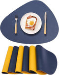 Faux Leather Placemats Set of 6 Waterproof, Round Reversible PU Placemat by Unknown