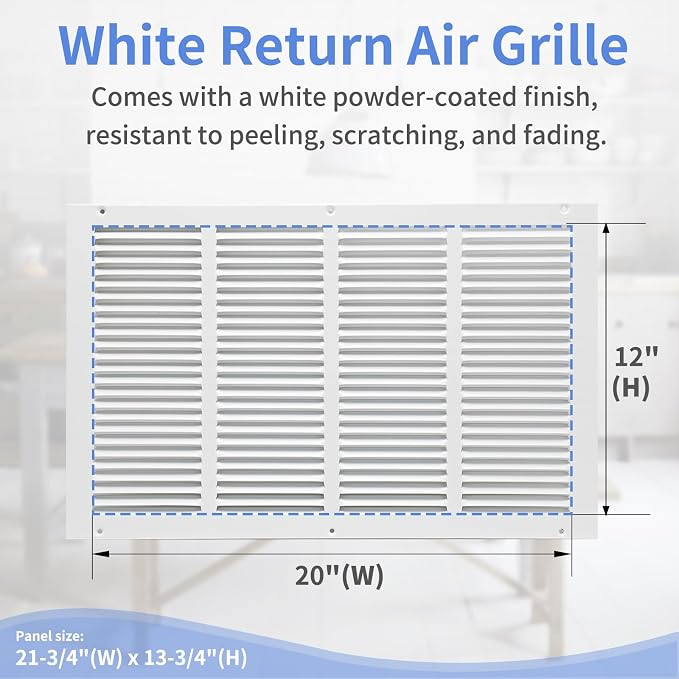 20"W x 12"H Steel Return Air Grille, Air Return Vent Cover - Image 3