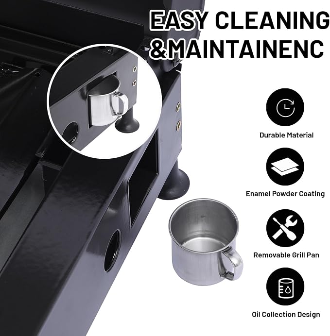26 inch Tabletop Griddle with Ceramic Coated Cast Iron Plate, 3 Burners Flat - Image 5