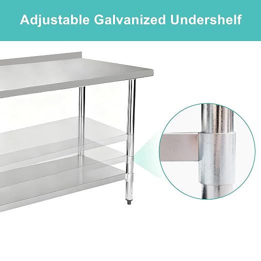 Stainless Steel Work Table 30 x 48 Inch, NSF Commercial Prep Table - Image 5
