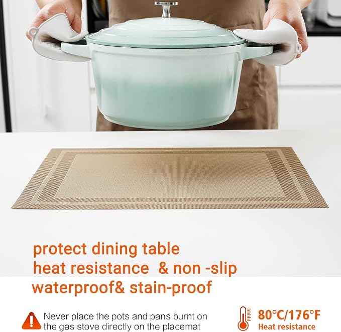 Placemats Set of 12, Heat and Stain Resistant Indoor/Outdoor Place mats - Image 5