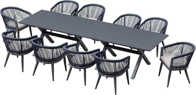 PURPLE LEAF Outdoor Dining Set for 10 All-Weather 12 Pieces Patio Aluminium - Image 2