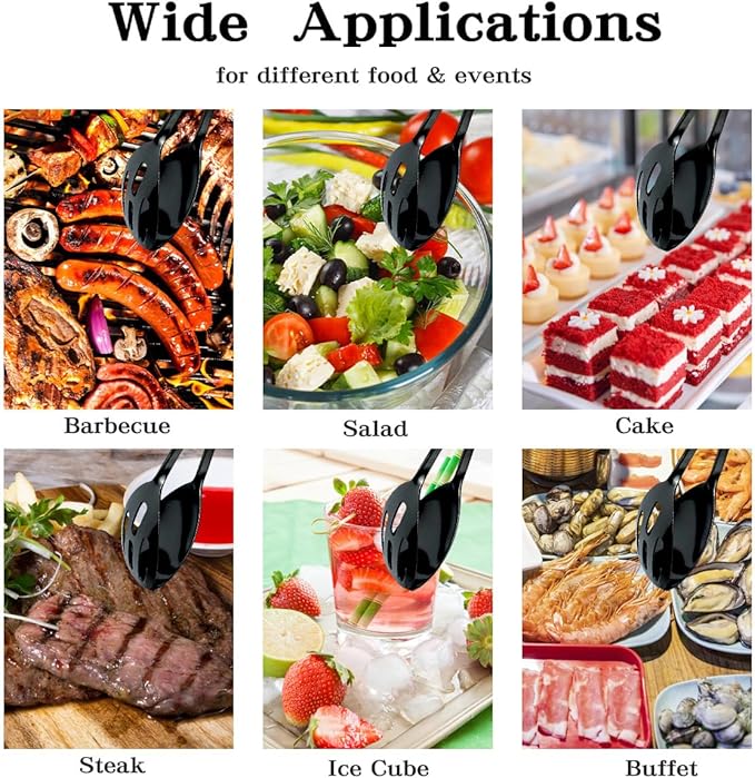 Tongs 2-Pack Black Stainless Steel Buffet Serving Tongs