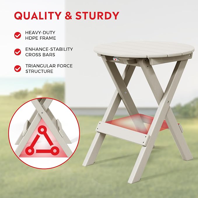 Costaelm Paradise 3-Piece Outdoor HDPE Folding Patio Bistro Table and Chairs - Image 4