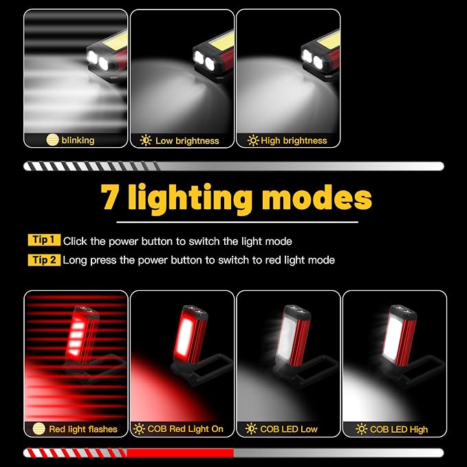 YiaMia Rechargeable LED Magnetic Work Light 2 Pack, Portable Tool Gifts - Image 2