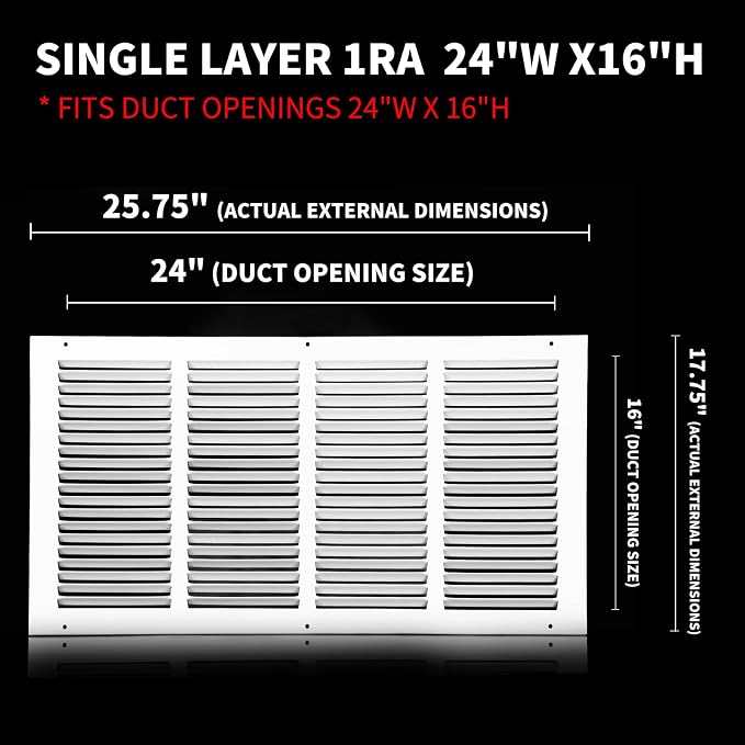 Return Air Grille 24x16, Air Return Vent Cover, Flat Vent Cover, Rejillas De - Image 2