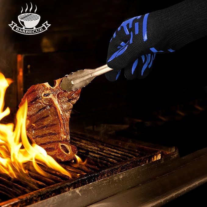 BBQ Gloves, 1472°F Heat Resistant Grilling Gloves, Silicone Non-Slip Long - Image 6