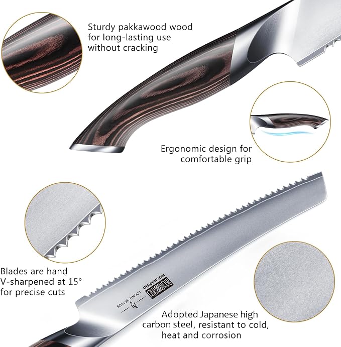 HOSHANHO Bread Knife 10 inch, Japanese High Carbon Stainless Steel Serrated - Image 2
