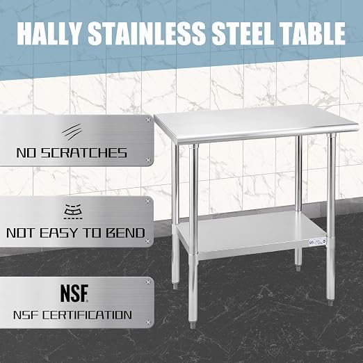 Hally Stainless Steel Table for Prep & Work 24 x 36 Inches, NSF Commercial - Image 4