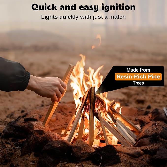 W&E Choice 10LB Fatwood Fire Starter Sticks, 130-180Pcs 100% Natural Dried Pine - Image 3