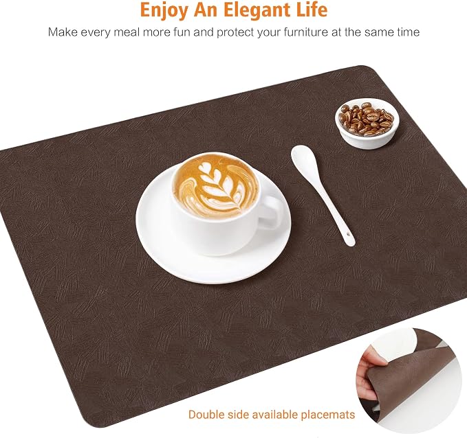 Vinyl Placemats Set of 6 Heat Resistant Easy Clean Non-Slip Place Mats - Image 7