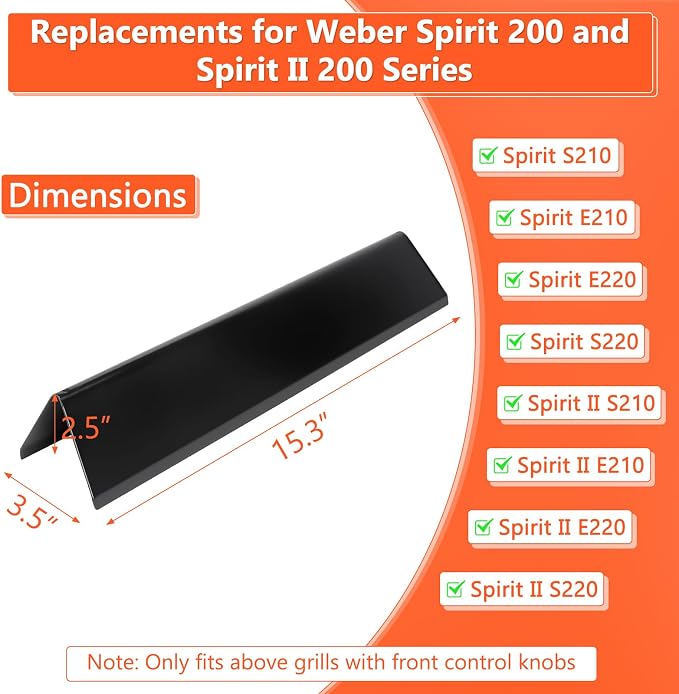 QuliMetal Grill Parts for Weber Spirit 200, 15.3" Flavorizer Bars for Weber - Image 2