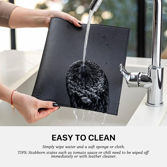 Faux Leather Placemats Set of 12 Vinyl Washable Wipeable Table Mats - Image 4