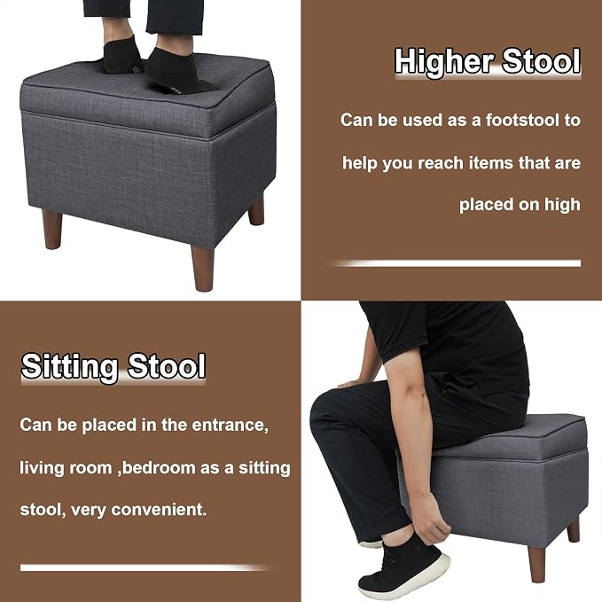 Storage Ottoman with Adjustable Cover, Soft Step Stool, Footrest and Seat - Image 7