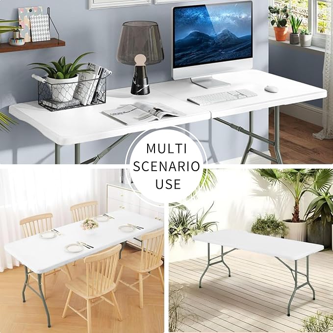 Folding Tables with Carrying Handle Lightweight Rectangular Portable Plastic - Image 6