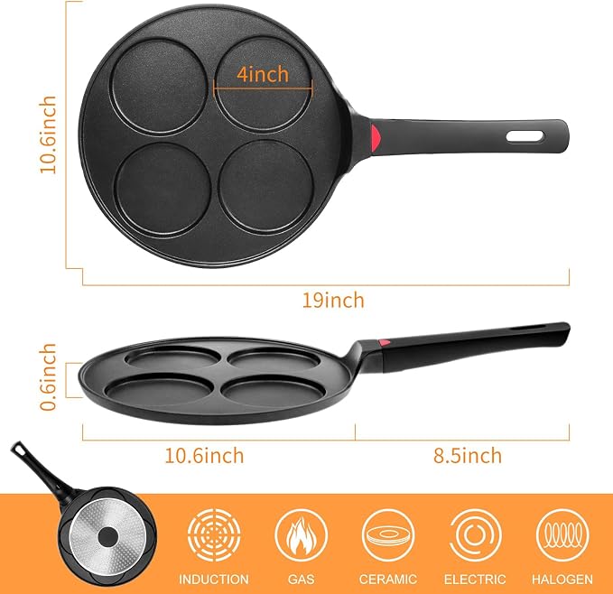 Pancake Pan Nonstick-Suitable for All Stovetops & Induction Cooker, 10.5 Inch - Image 2