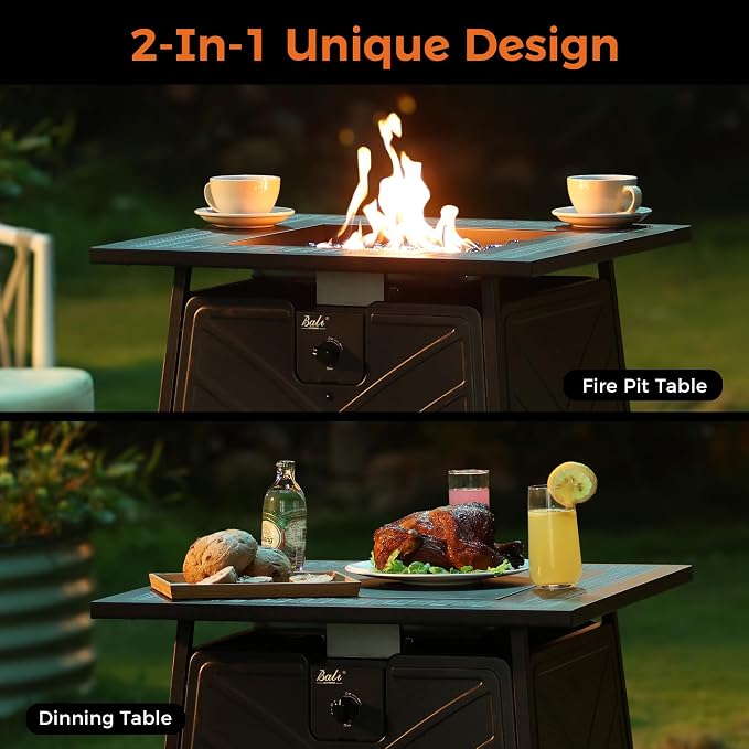 BALI OUTDOORS Gas FirePit Table, 28 inch 50, 000 BTU Square Outdoor Propane - Image 8