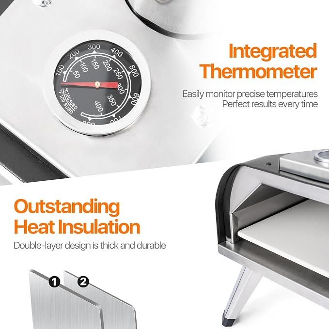Pizza Oven 13 Inch Outdoor Wood Fired Portable Stainless Steel Pizza Oven - Image 4