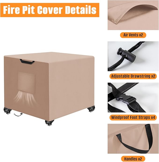 Kovshuiwe Porch Shield Fire Pit Cover Square-600D Fabric Waterproof and - Image 3