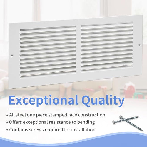 14"W x 6"H Steel Return Air Grille, Air Return Vent Cover - Image 2