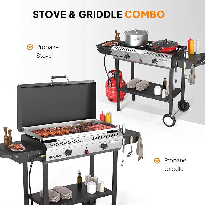 ROVSUN 2 Burner Outdoor Propane Gas Stove - Image 2