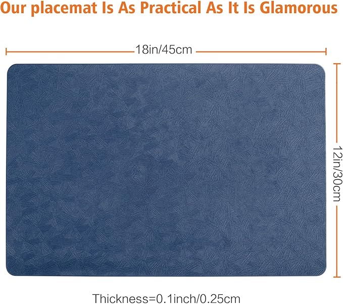 Vinyl Placemats Set of 6 Heat Resistant Easy Clean Non-Slip Place Mats - Image 6