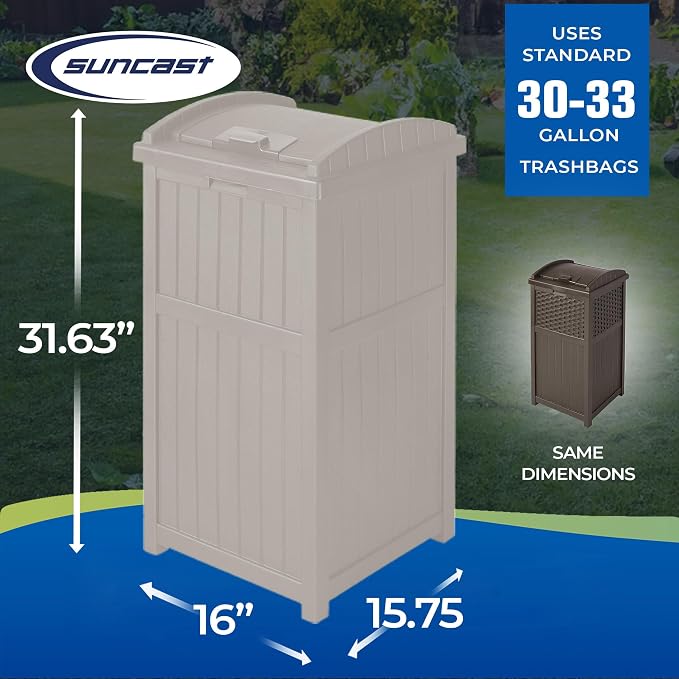 Suncast 33 Gallon Trash Hideaway Easy Assembly Durable Plastic Garbage Container - Image 3