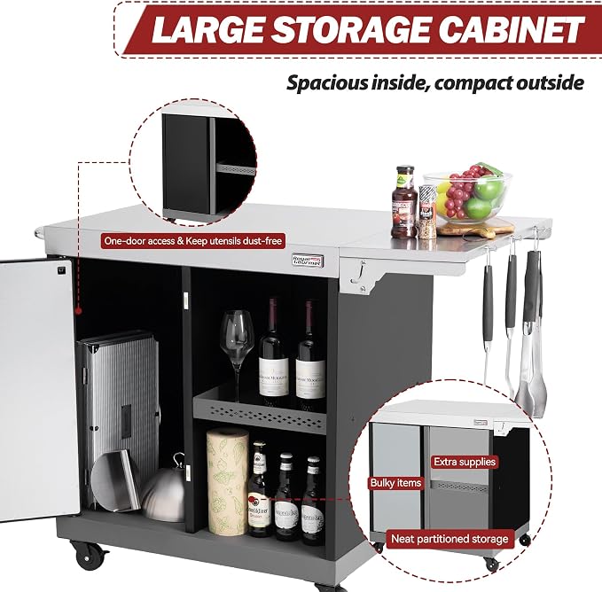 Royal Gourmet PC3201S Movable Grill Cart, Storage Cabinet - Image 4