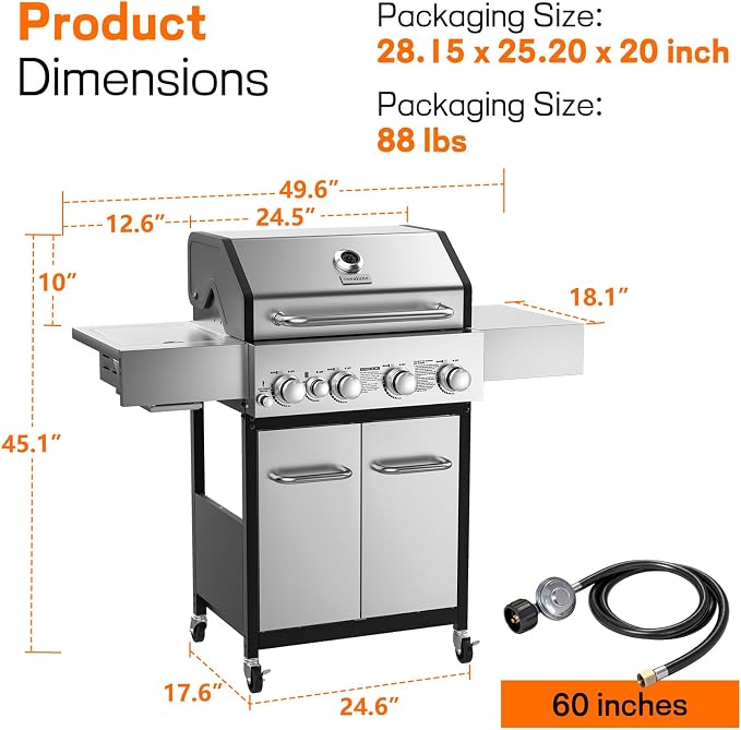 Veralune 4 Burner Gas Grill - Image 7