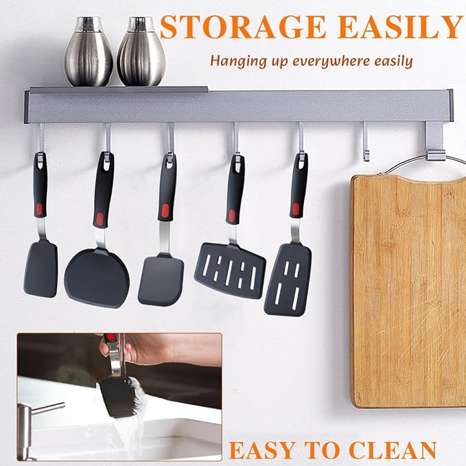 Silicone Spatula Turner, 600°F Heat Resistant Kitchen Cooking Utensils Set - Image 4