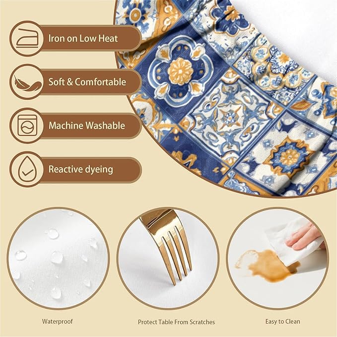 Rectangle Table Cloth Cover Waterproof Elastic Fitted Polyester Fitted - Image 3