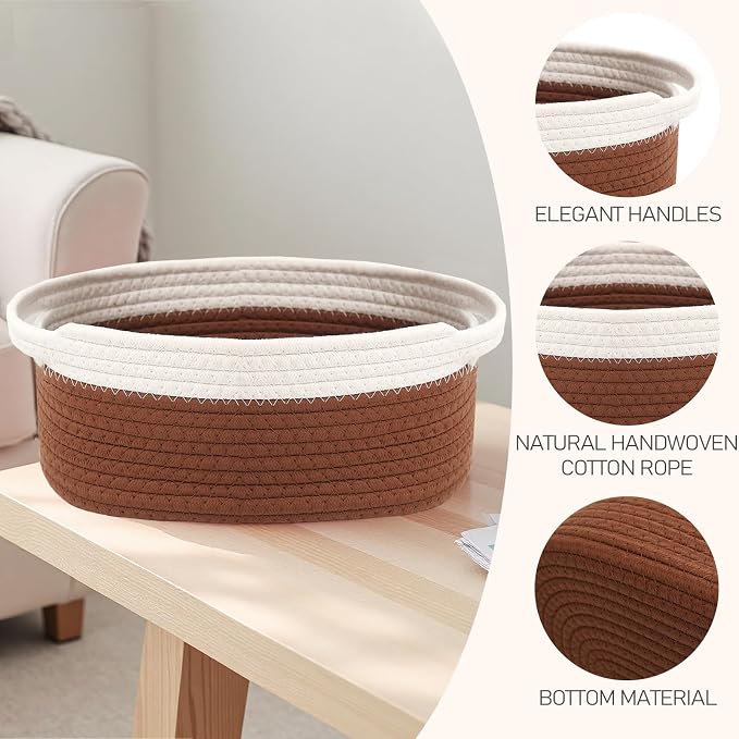 Woven Basket, Small Rope Storage Bin - Image 3