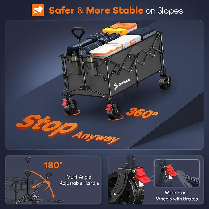 220L Collapsible Wagon Cart Foldable, Utility Carts - Image 9
