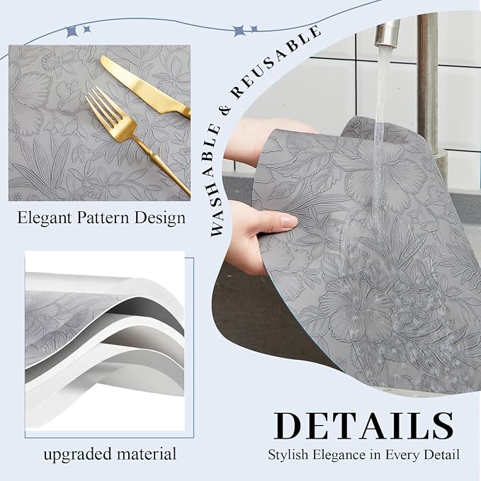 13'' Round Placemats Set of 6, PU Leather Table Mats, Non Slip Heat Resistant - Image 3