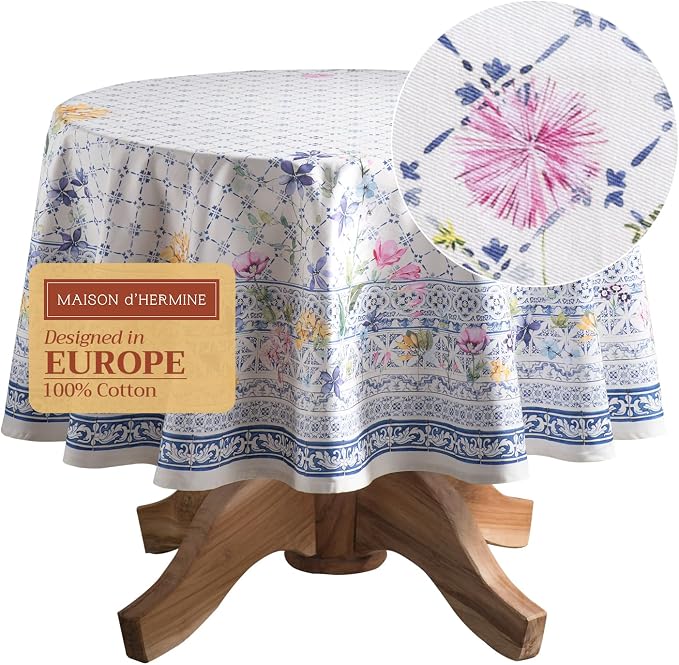 Maison d' Hermine Table Cloth Round Table 100% Cotton 69 Inches Tablecloth by MaisondHermine