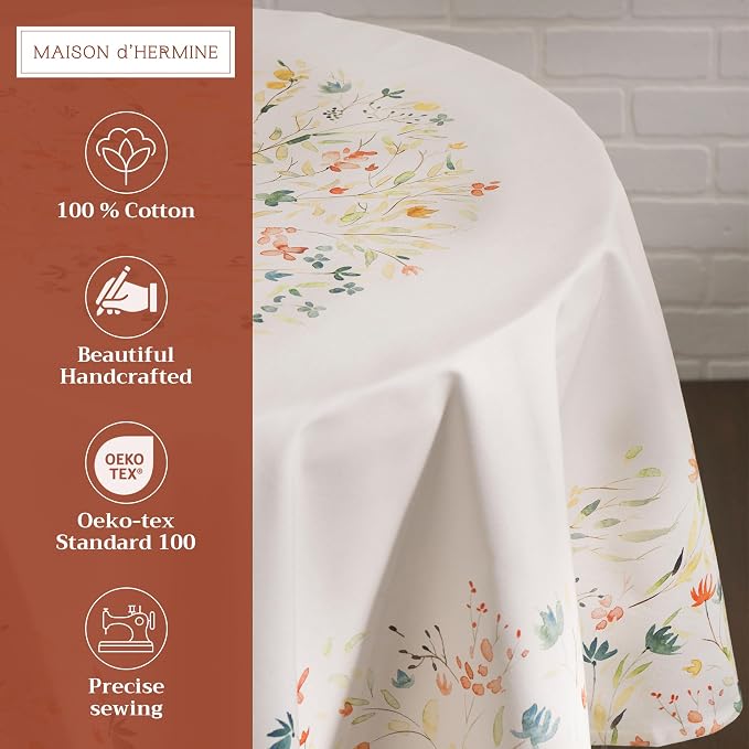 Maison d' Hermine Table Cloth Round Table 100% Cotton 69 Inches Tablecloth - Image 2