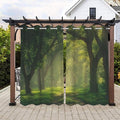 Forest theme Outdoor Curtains for Patio Waterproof, Dawn Trees Jungle pattern by Lirduipu