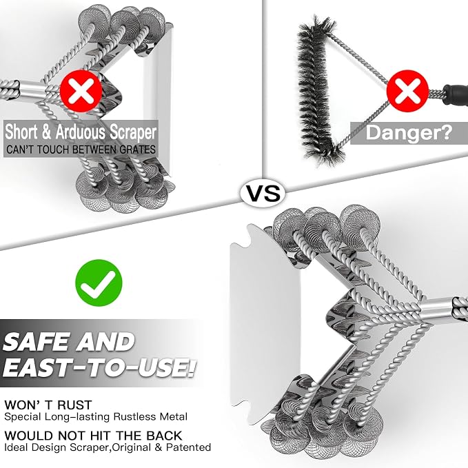 Grill Brush and Scraper Bristle Free Safe BBQ Brush - Image 3