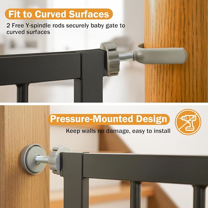 Mumeasy 29.6-46" Baby Gate for Stairs, Pressure Mounted Dog Gate for Doorways - Image 7