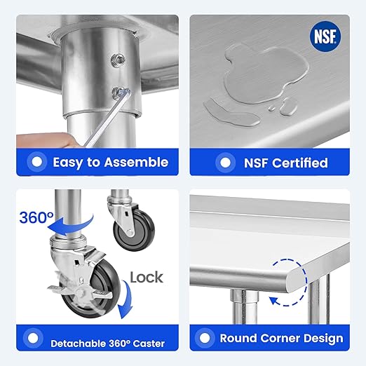 Hally Stainless Steel Table for Prep & Work 24 x 36 Inches - Image 6