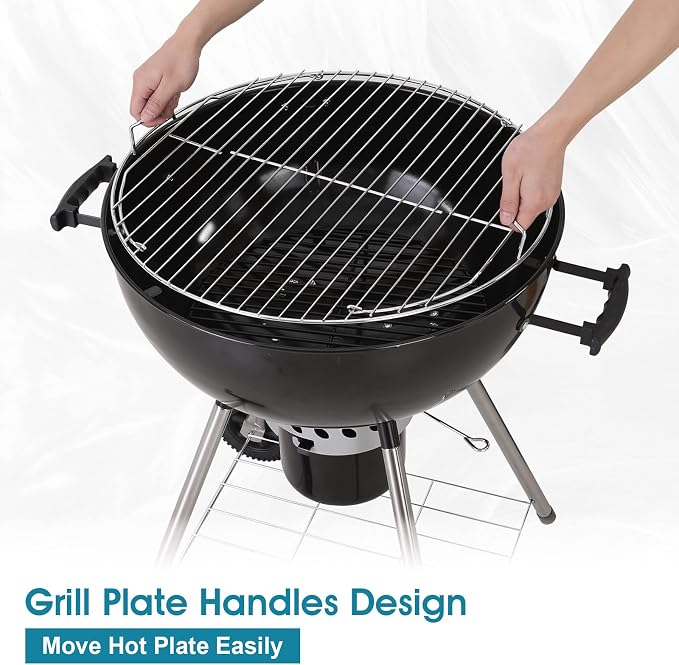 MFSTUDIO 22" Master Kettle Charcoal Grill, Premium Outdoor Barbecue Grill - Image 4