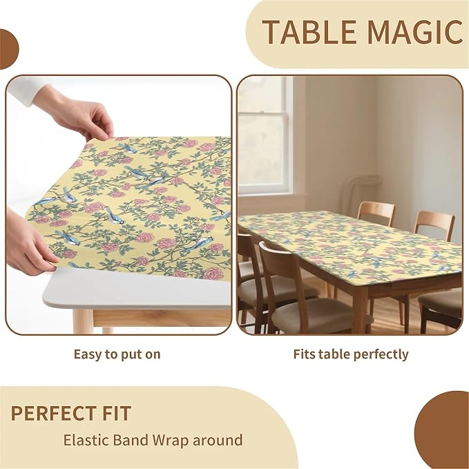 Rectangle Table Cloth Cover Waterproof Elastic Fitted Polyester Fitted - Image 4