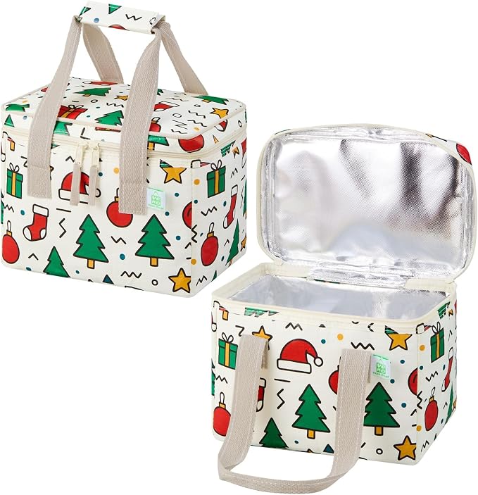 VENO 2 Pack Christmas Insulated Lunch Bag, Heavy Duty Insulated Grocery Bags by Veno