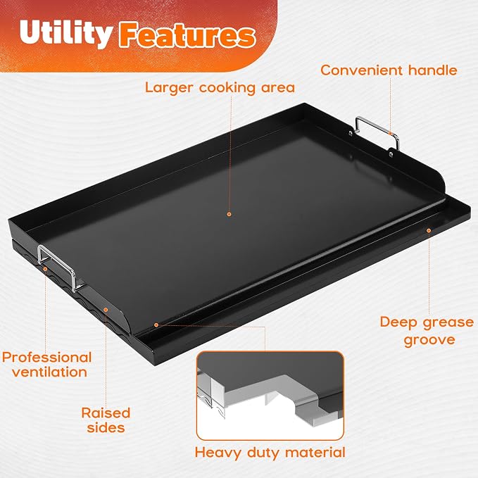 Skyflame 23"x16" Universal Grill Flat Top Griddle, Ceramic Coating Nonstick BBQ - Image 3