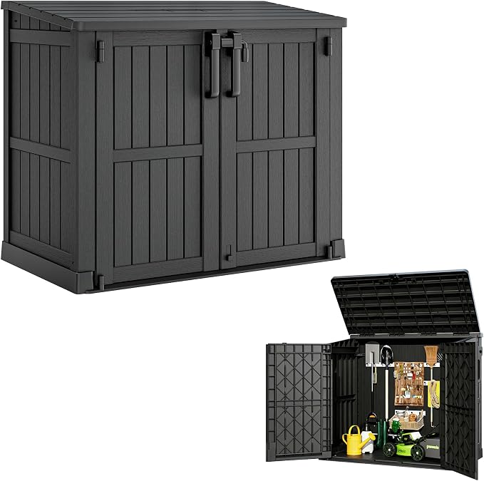 Outdoor Horizontal Resin Storage Shed, Portable Outdoor Storage Cabinet 36 Cu Ft by Unknown