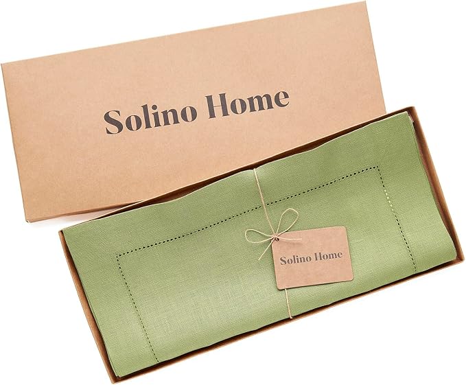 Solino Home Linen Moss Green Table Runner 156 Inches Long - Image 5