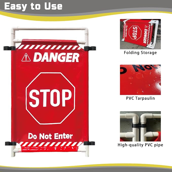 Safety Caution Barricade 3Panels Foldable Security Signs - Image 3