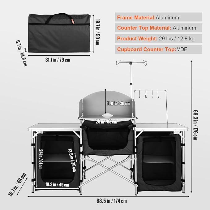 VEVOR Camping Kitchen Table, Folding Outdoor Cooking Table - Image 3